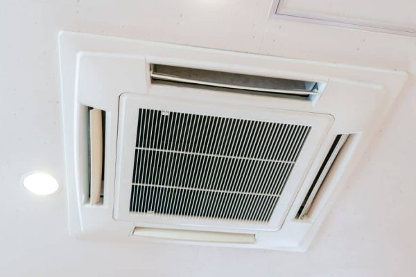 Modern home with ceiling cassette air conditioner installed.